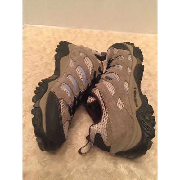 Merrell Womens Shoes Sz 9 Vibram Soles Brown Lt Blue Hiking Camping Outdoor S2 - Picture 8 of 12